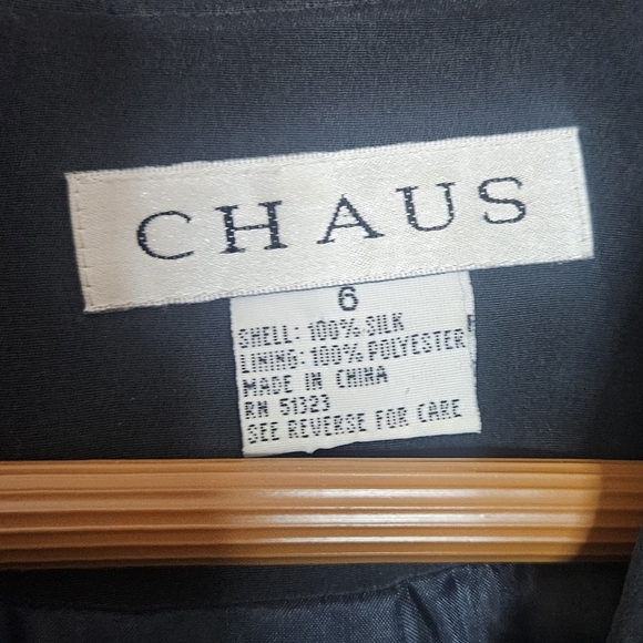 Vintage CHAUS 100% Silk Black Utility Blazer Lined Jacket Women’s Size 6 - Picture 8 of 8
